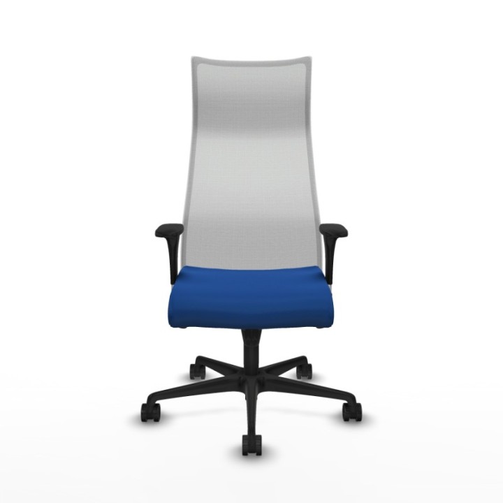 Albacete malla sincro malla blanca similpiel azul brazos 1D base nailon ruedas 65 mm nailon