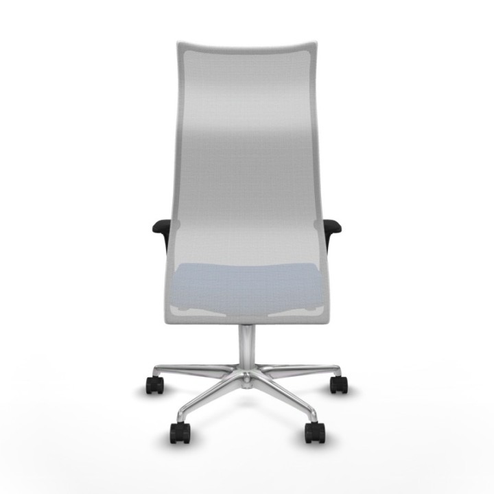 Albacete malla sincro malla blanca similpiel azul brazos 1D base aluminio ruedas 65 mm nailon