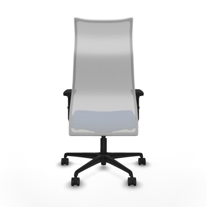 Albacete malla sincro malla blanca similpiel azul brazos 2D base nailon ruedas 65 mm nailon