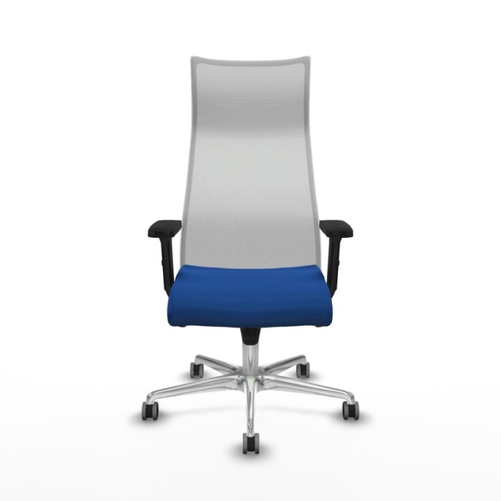 Albacete malla sincro malla blanca similpiel azul brazos 2D base aluminio ruedas 65mm engomadas