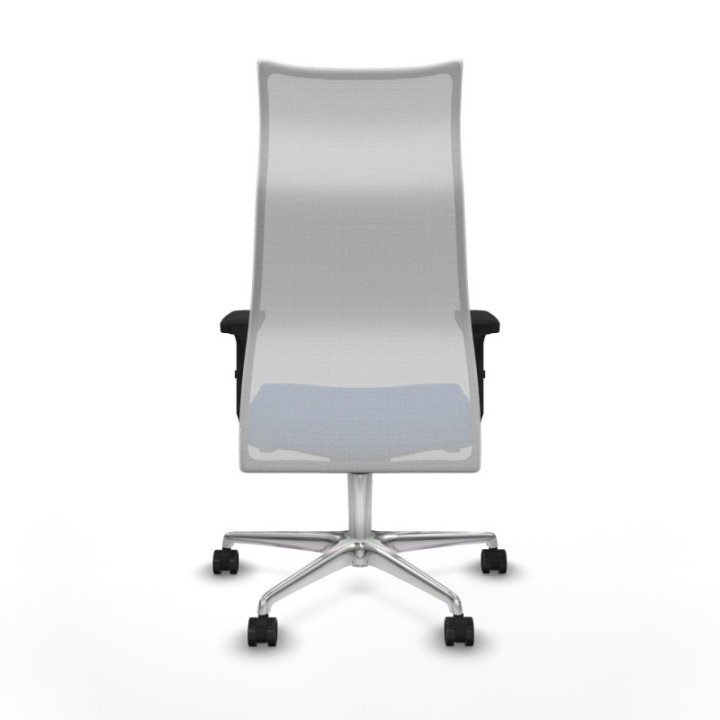 Albacete malla sincro malla blanca similpiel azul brazos 2D base aluminio ruedas 65 mm nailon