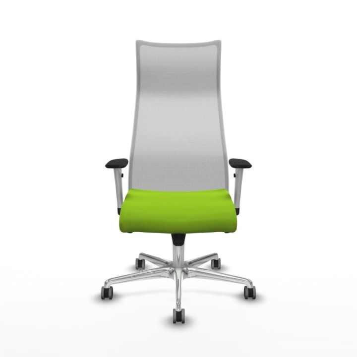 Albacete malla sincro malla blanca similpiel pistacho brazos blancos base aluminio ruedas 65mm engomadas