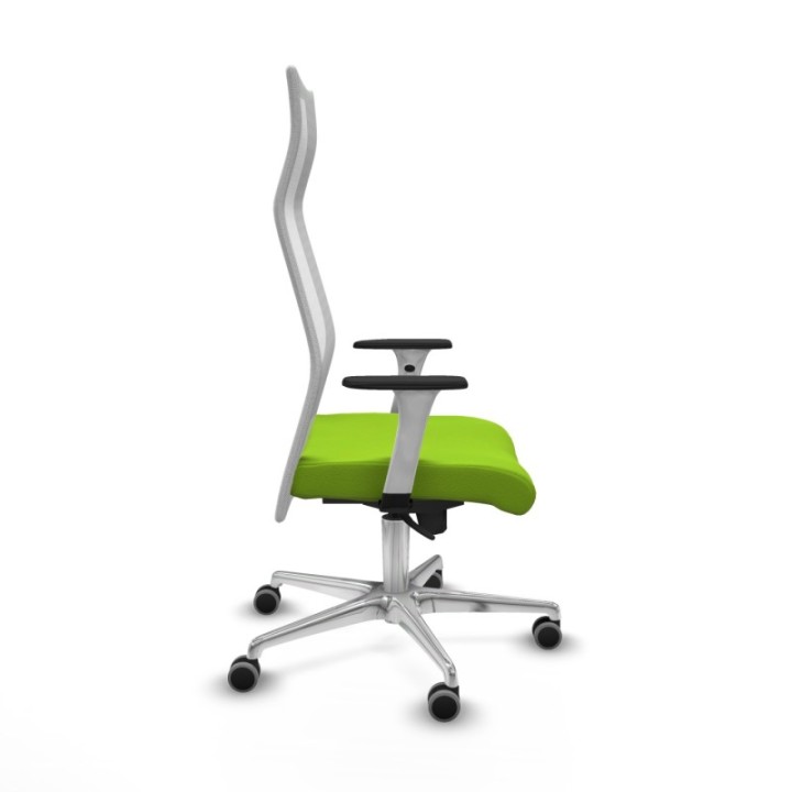 Albacete malla sincro malla blanca similpiel pistacho brazos blancos base aluminio ruedas 65mm engomadas