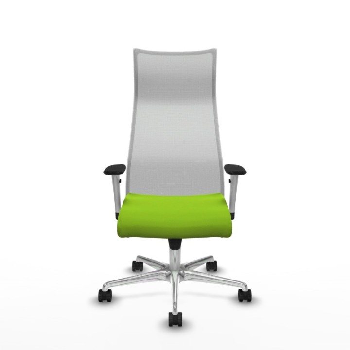 Albacete malla sincro malla blanca similpiel pistacho brazos blancos base aluminio ruedas 65 mm nailon