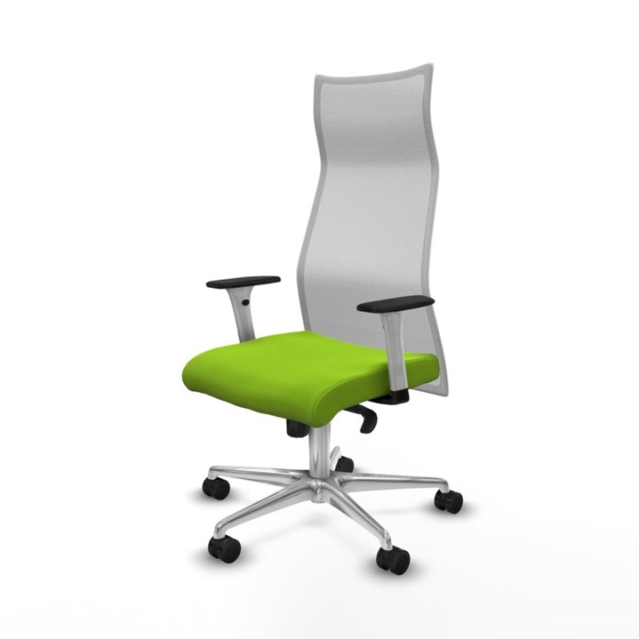 Albacete malla sincro malla blanca similpiel pistacho brazos blancos base aluminio ruedas 65 mm nailon