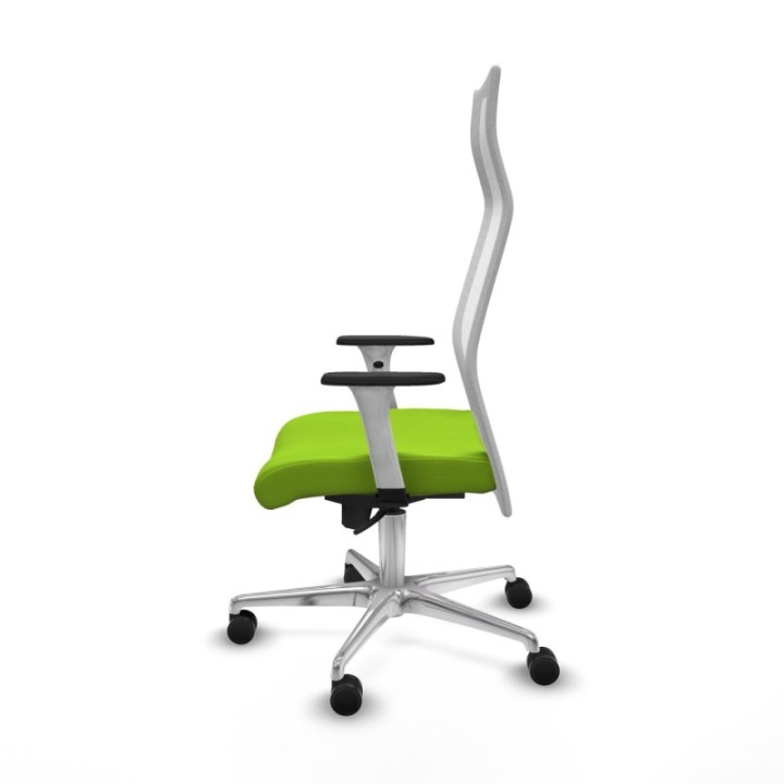 Albacete malla sincro malla blanca similpiel pistacho brazos blancos base aluminio ruedas 65 mm nailon