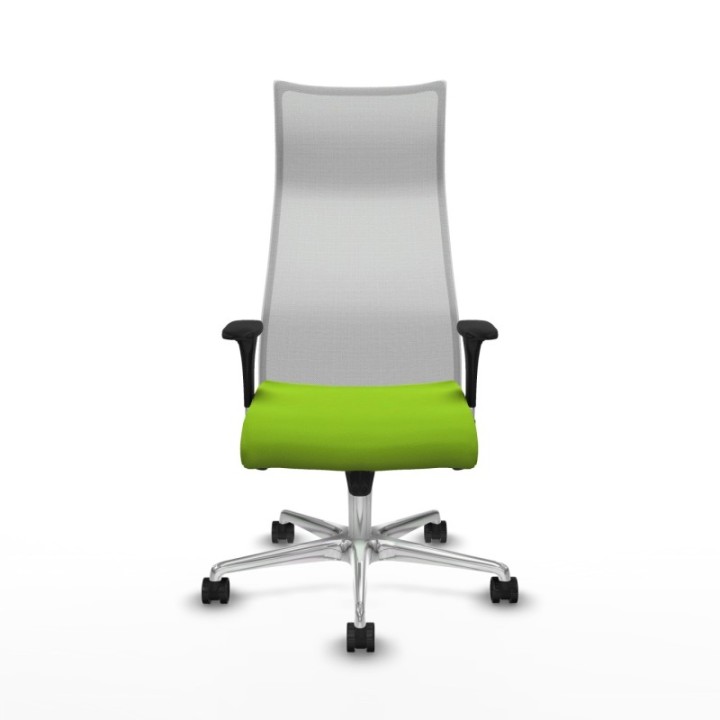 Albacete malla sincro malla blanca similpiel pistacho brazos 1D base aluminio ruedas 65 mm nailon