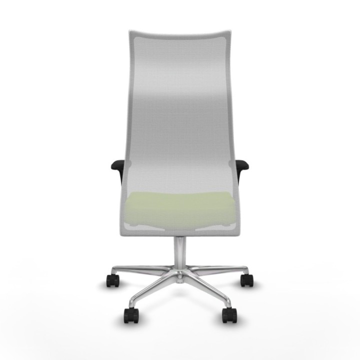 Albacete malla sincro malla blanca similpiel pistacho brazos 1D base aluminio ruedas 65 mm nailon