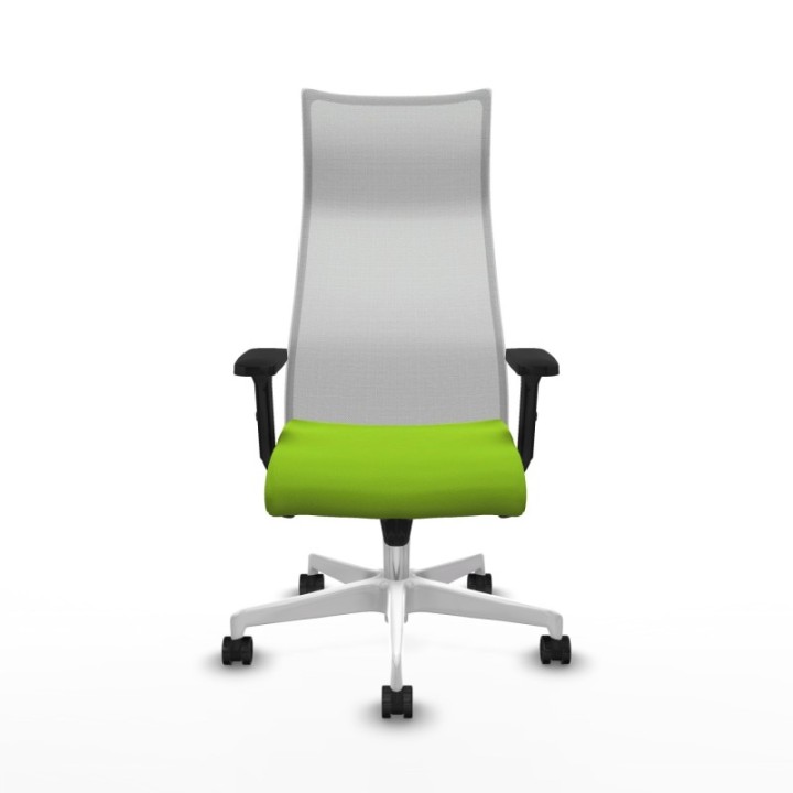 Albacete malla sincro malla blanca similpiel pistacho brazos 2D base blanca ruedas 65 mm nailon