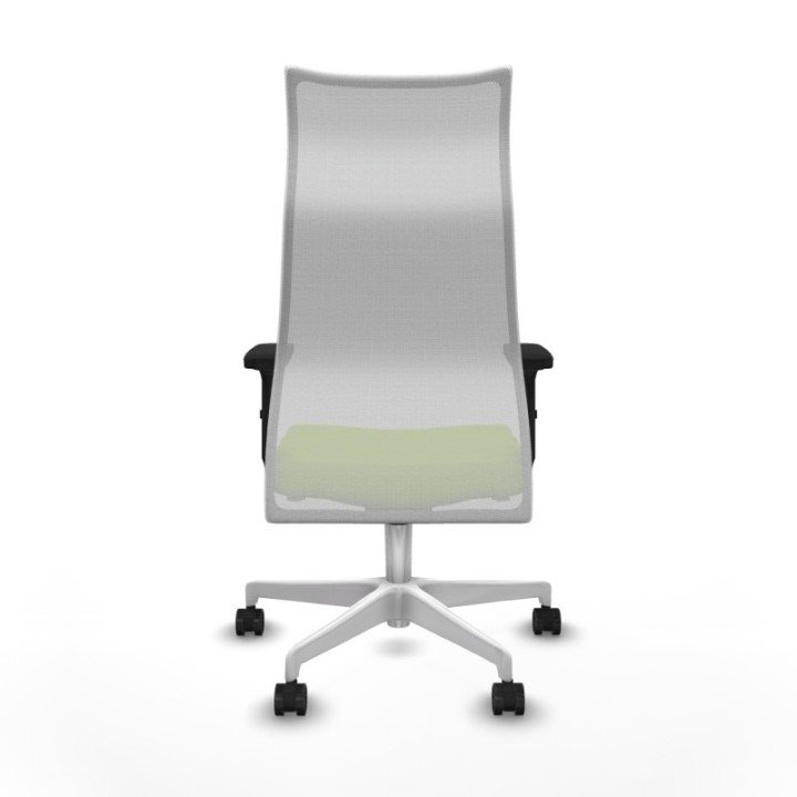 Albacete malla sincro malla blanca similpiel pistacho brazos 2D base blanca ruedas 65 mm nailon