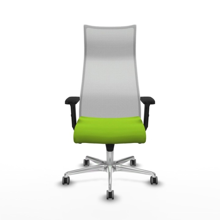 Albacete malla sincro malla blanca similpiel pistacho brazos 2D base aluminio ruedas 65mm engomadas