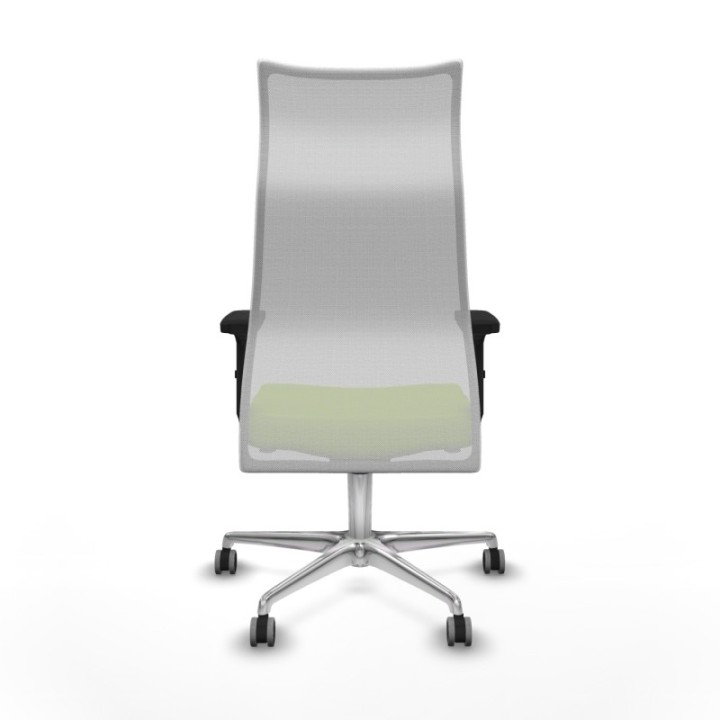 Albacete malla sincro malla blanca similpiel pistacho brazos 2D base aluminio ruedas 65mm engomadas