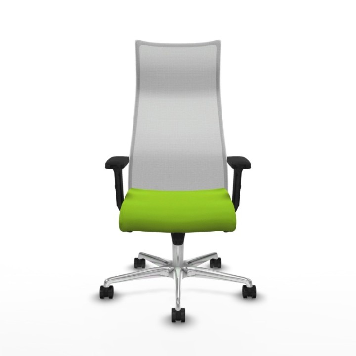 Albacete malla sincro malla blanca similpiel pistacho brazos 2D base aluminio ruedas 65 mm nailon