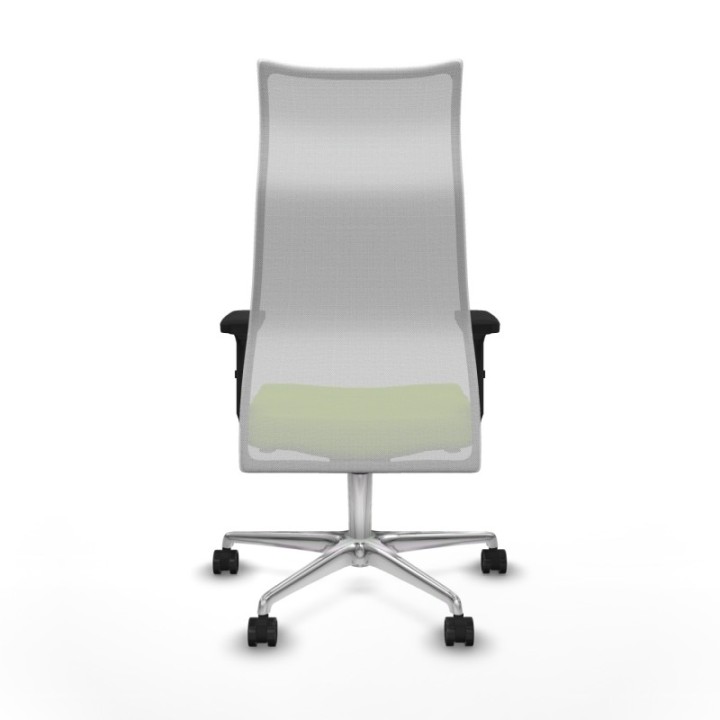 Albacete malla sincro malla blanca similpiel pistacho brazos 2D base aluminio ruedas 65 mm nailon