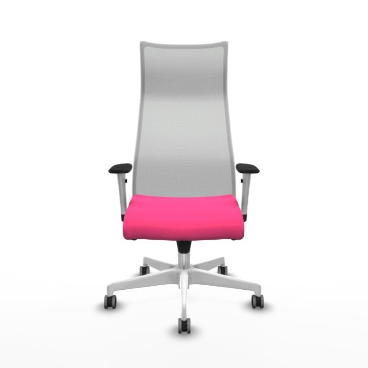 Albacete malla sincro malla blanca similpiel rosa brazos blancos base blanca ruedas 65mm engomadas