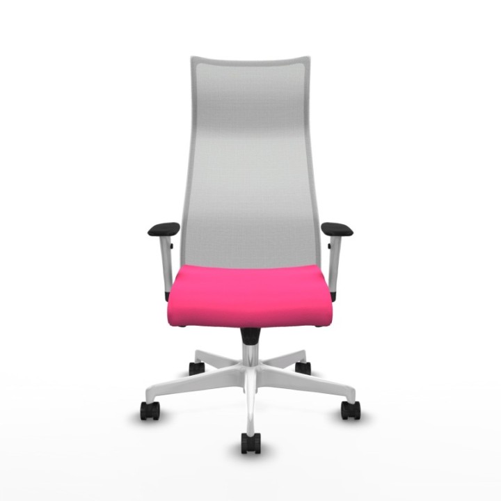 Albacete malla sincro malla blanca similpiel rosa brazos blancos base blanca ruedas 65 mm nailon