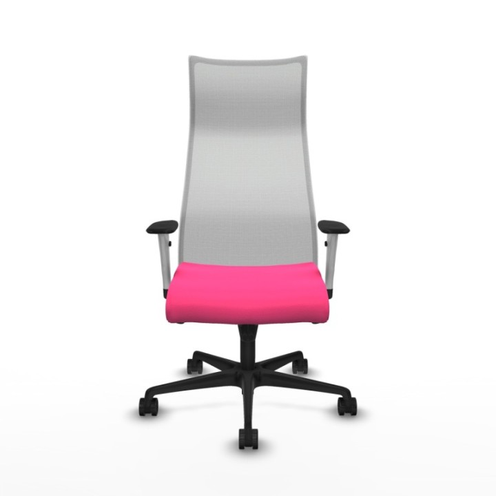 Albacete malla sincro malla blanca similpiel rosa brazos blancos base nailon ruedas 65 mm nailon