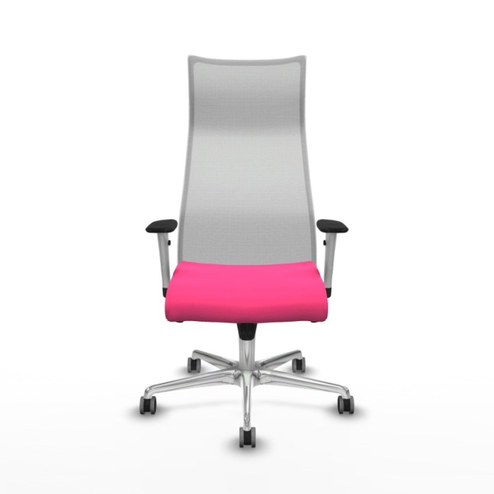 Albacete malla sincro malla blanca similpiel rosa brazos blancos base aluminio ruedas 65mm engomadas