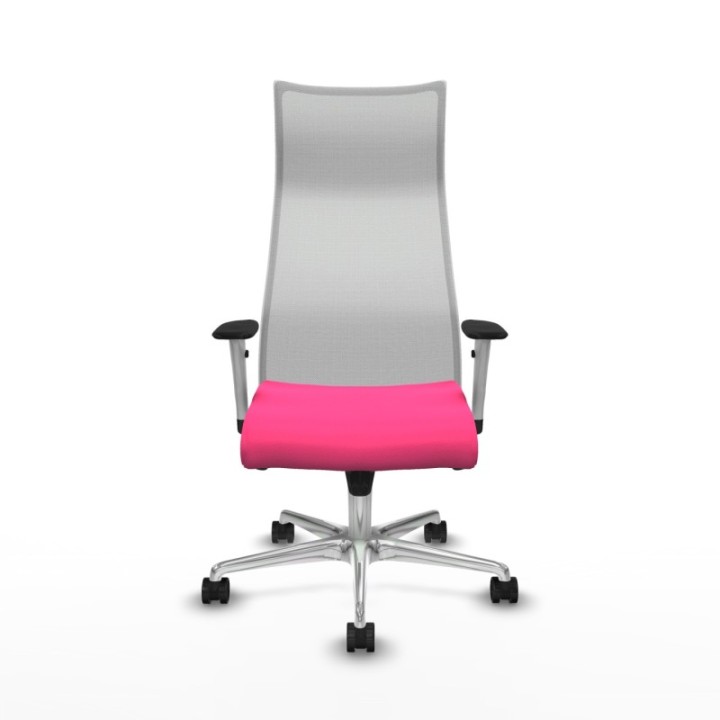 Albacete malla sincro malla blanca similpiel rosa brazos blancos base aluminio ruedas 65 mm nailon