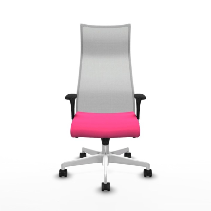 Albacete malla sincro malla blanca similpiel rosa brazos 1D base blanca ruedas 65 mm nailon