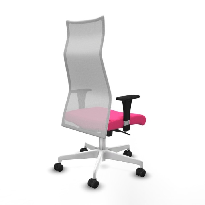 Albacete malla sincro malla blanca similpiel rosa brazos 1D base blanca ruedas 65 mm nailon
