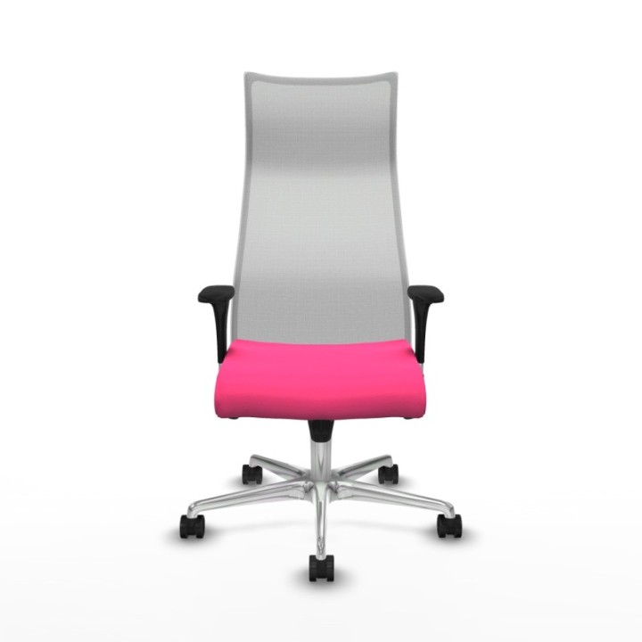 Albacete malla sincro malla blanca similpiel rosa brazos 1D base aluminio ruedas 65 mm nailon