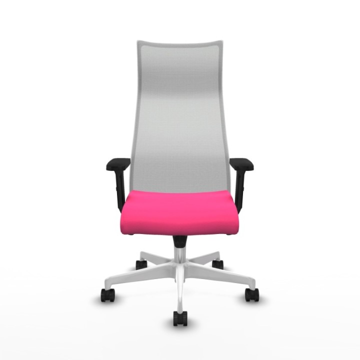 Albacete malla sincro malla blanca similpiel rosa brazos 2D base blanca ruedas 65 mm nailon