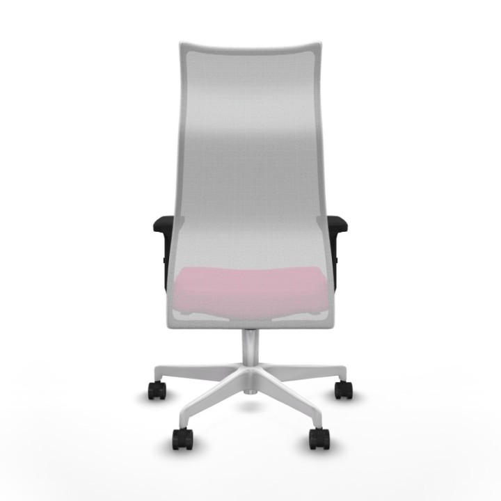 Albacete malla sincro malla blanca similpiel rosa brazos 2D base blanca ruedas 65 mm nailon