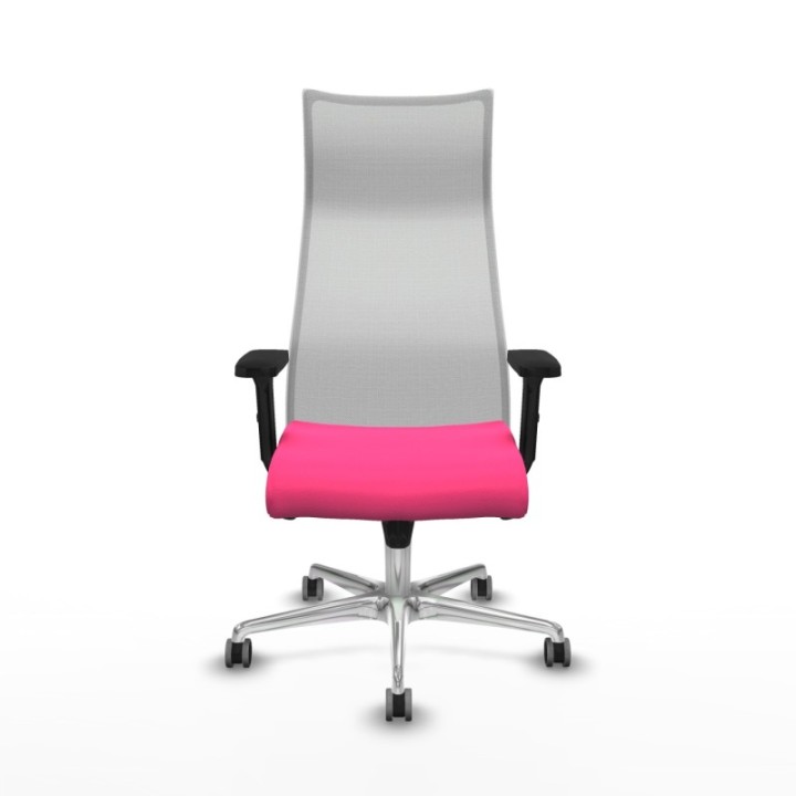 Albacete malla sincro malla blanca similpiel rosa brazos 2D base aluminio ruedas 65mm engomadas