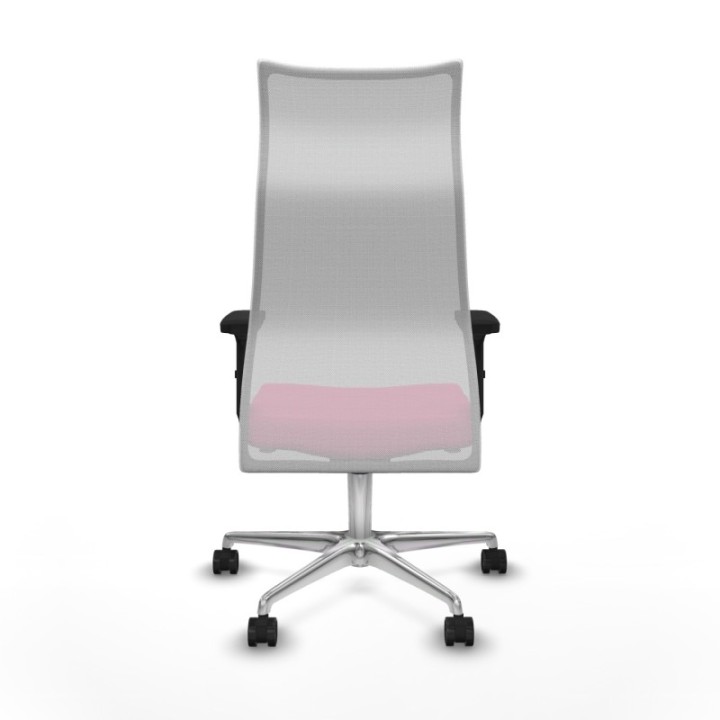 Albacete malla sincro malla blanca similpiel rosa brazos 2D base aluminio ruedas 65 mm nailon