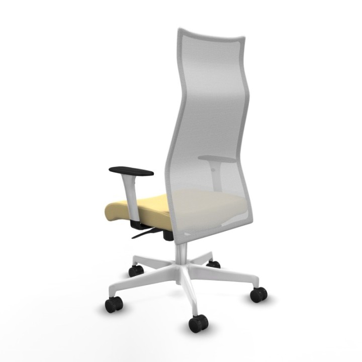 Albacete malla sincro malla blanca similpiel crema brazos blancos base blanca ruedas 65 mm nailon