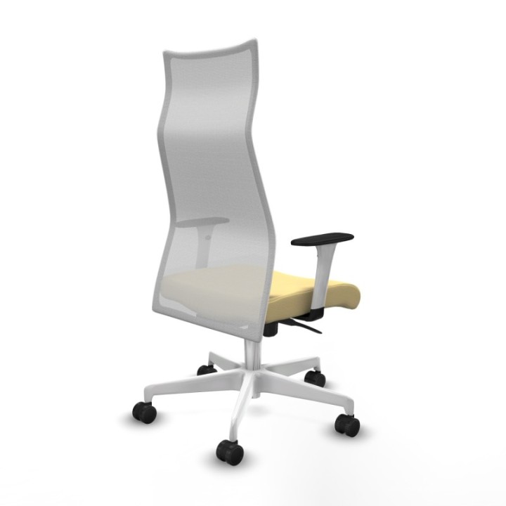 Albacete malla sincro malla blanca similpiel crema brazos blancos base blanca ruedas 65 mm nailon