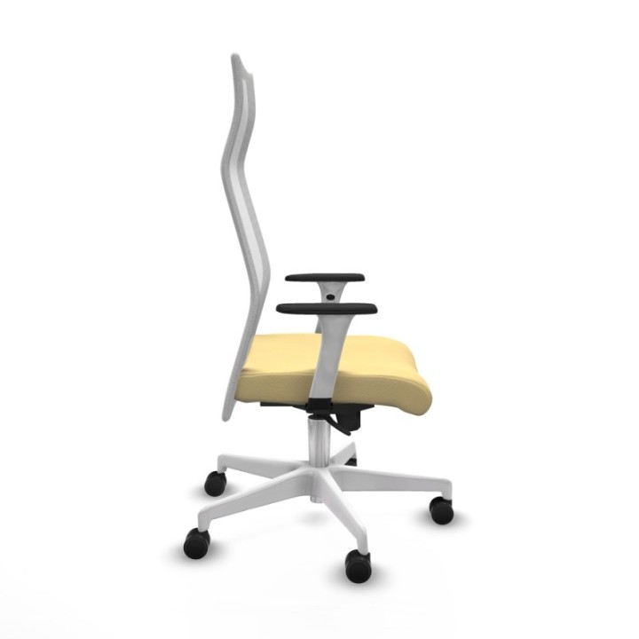 Albacete malla sincro malla blanca similpiel crema brazos blancos base blanca ruedas 65 mm nailon