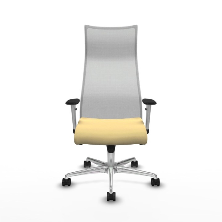 Albacete malla sincro malla blanca similpiel crema brazos blancos base aluminio ruedas 65 mm nailon