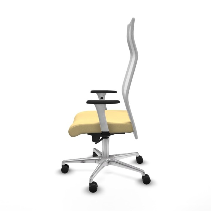 Albacete malla sincro malla blanca similpiel crema brazos blancos base aluminio ruedas 65 mm nailon