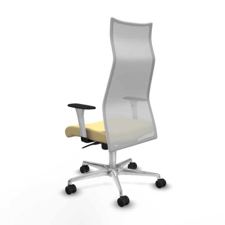 Albacete malla sincro malla blanca similpiel crema brazos blancos base aluminio ruedas 65 mm nailon