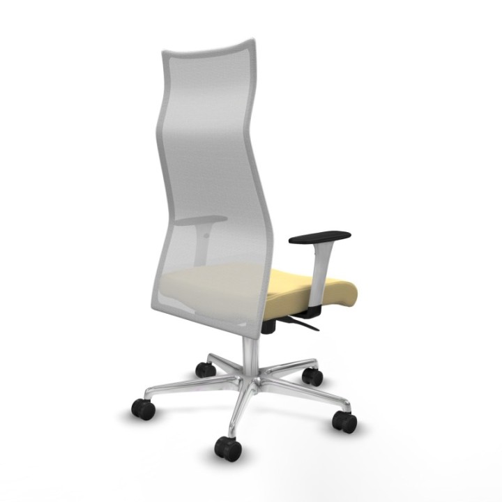 Albacete malla sincro malla blanca similpiel crema brazos blancos base aluminio ruedas 65 mm nailon