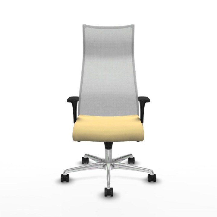 Albacete malla sincro malla blanca similpiel crema brazos 1D base aluminio ruedas 65 mm nailon