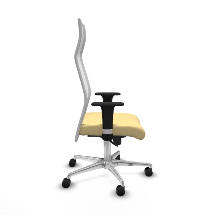 Albacete malla sincro malla blanca similpiel crema brazos 1D base aluminio ruedas 65 mm nailon