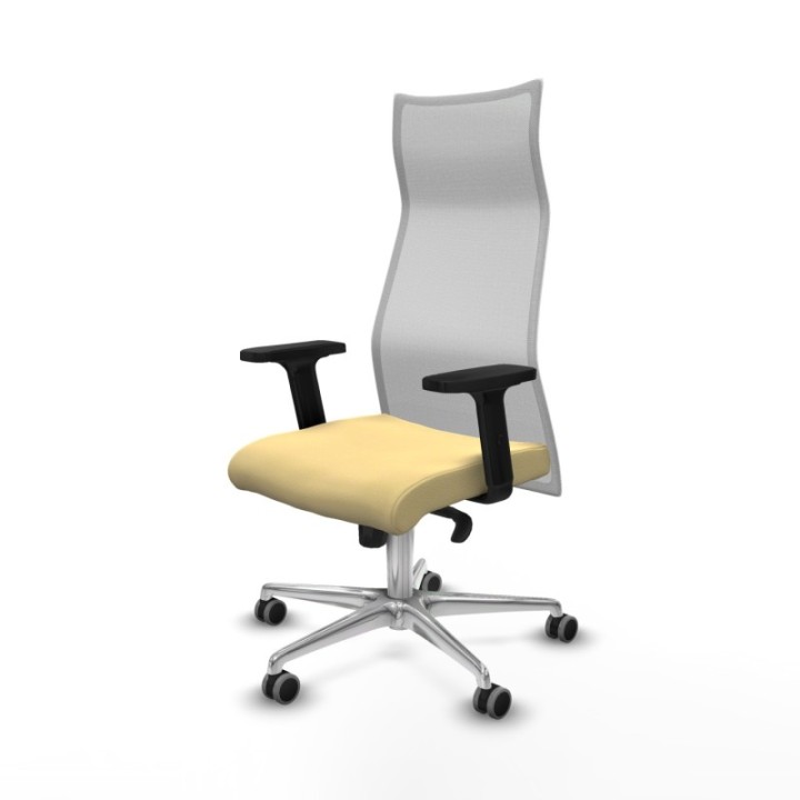 Albacete malla sincro malla blanca similpiel crema brazos 2D base aluminio ruedas 65mm engomadas