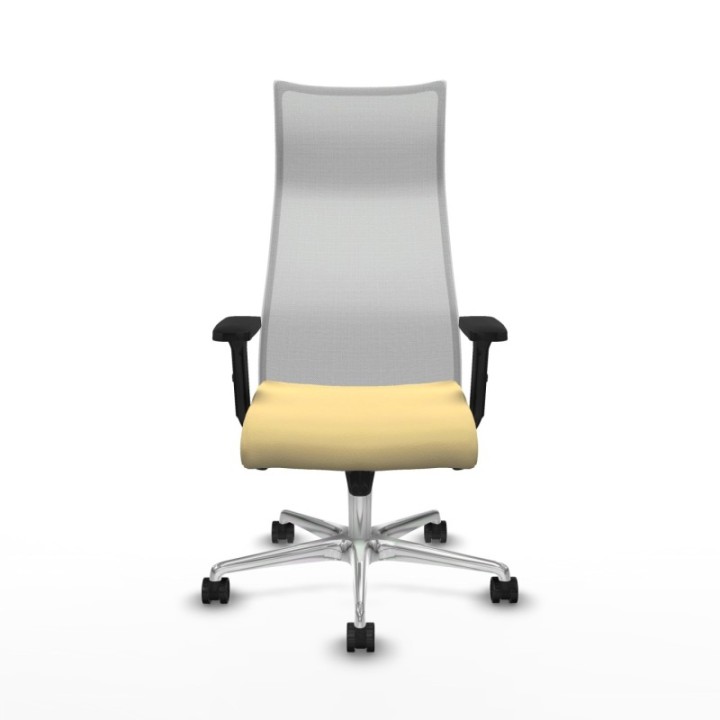 Albacete malla sincro malla blanca similpiel crema brazos 2D base aluminio ruedas 65 mm nailon