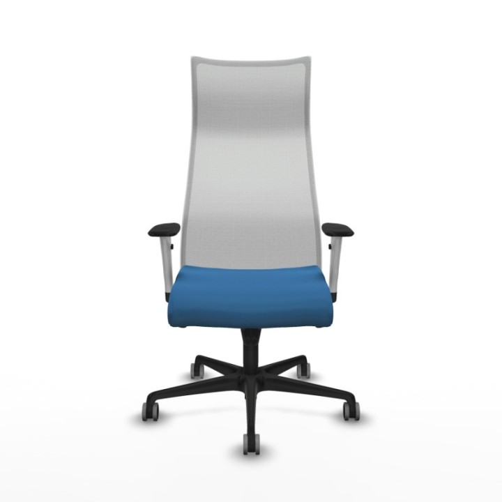 Albacete malla sincro malla blanca similpiel azul claro brazos blancos base nailon ruedas 65mm engomadas