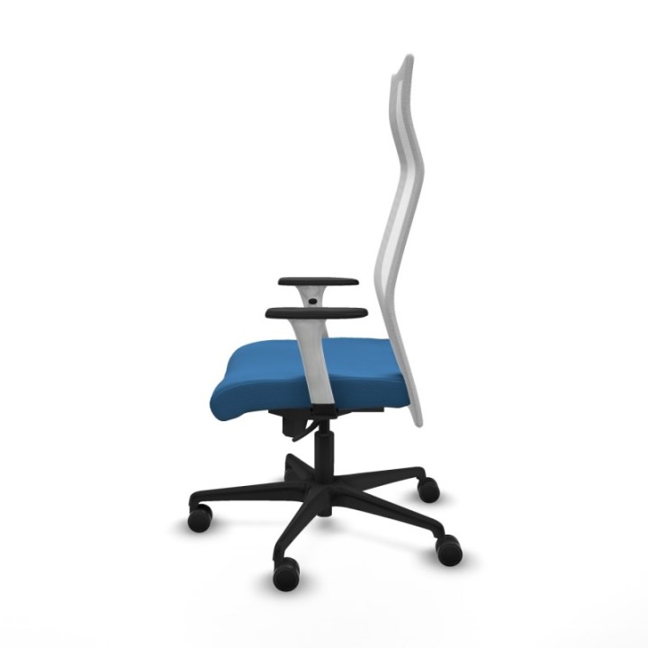 Albacete malla sincro malla blanca similpiel azul claro brazos blancos base nailon ruedas 65 mm nailon