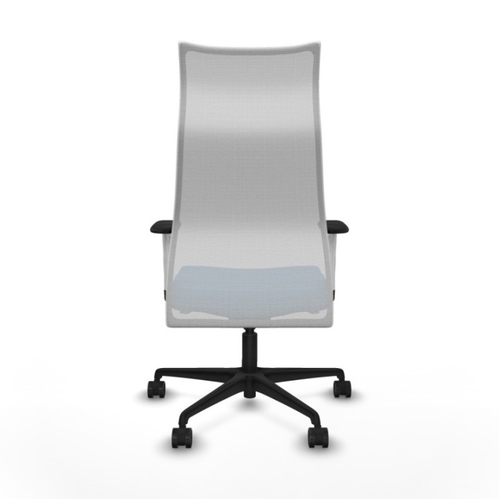 Albacete malla sincro malla blanca similpiel azul claro brazos blancos base nailon ruedas 65 mm nailon