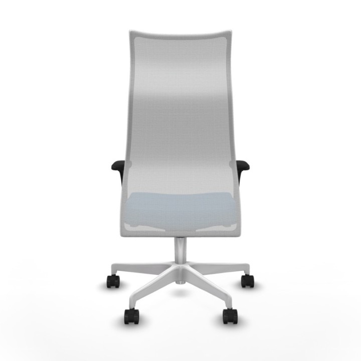 Albacete malla sincro malla blanca similpiel azul claro brazos 1D base blanca ruedas 65 mm nailon