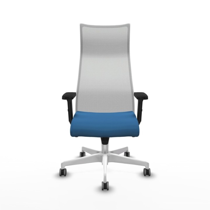 Albacete malla sincro malla blanca similpiel azul claro brazos 2D base blanca ruedas 65mm engomadas