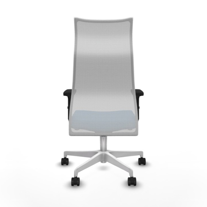 Albacete malla sincro malla blanca similpiel azul claro brazos 2D base blanca ruedas 65 mm nailon