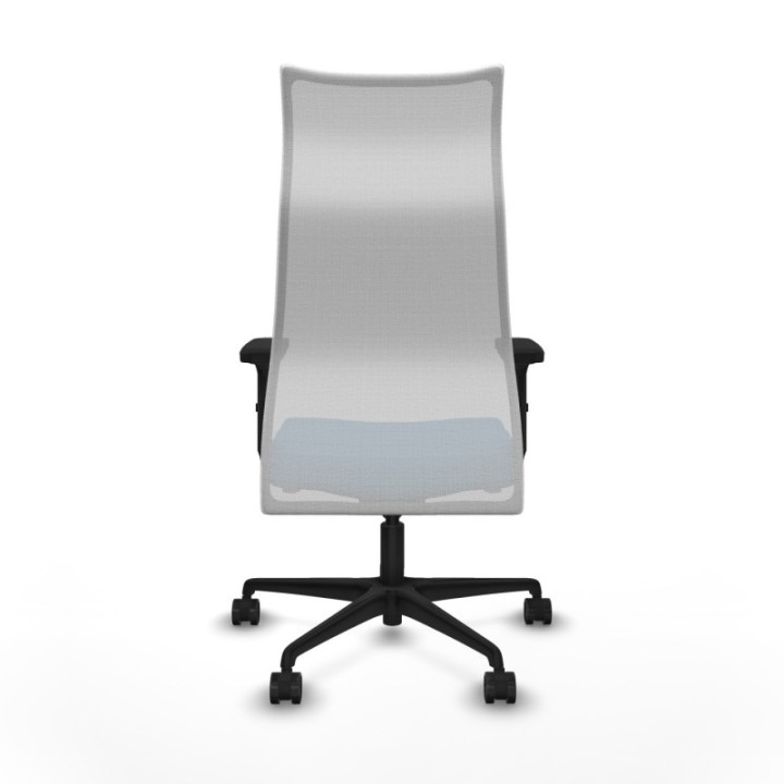 Albacete malla sincro malla blanca similpiel azul claro brazos 2D base nailon ruedas 65 mm nailon