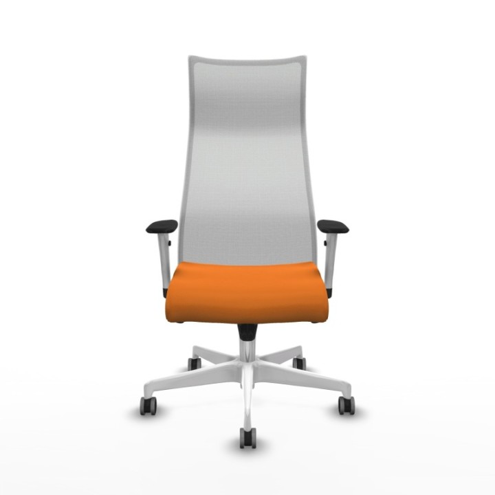 Albacete malla sincro malla blanca similpiel naranja brazos blancos base blanca ruedas 65mm engomadas