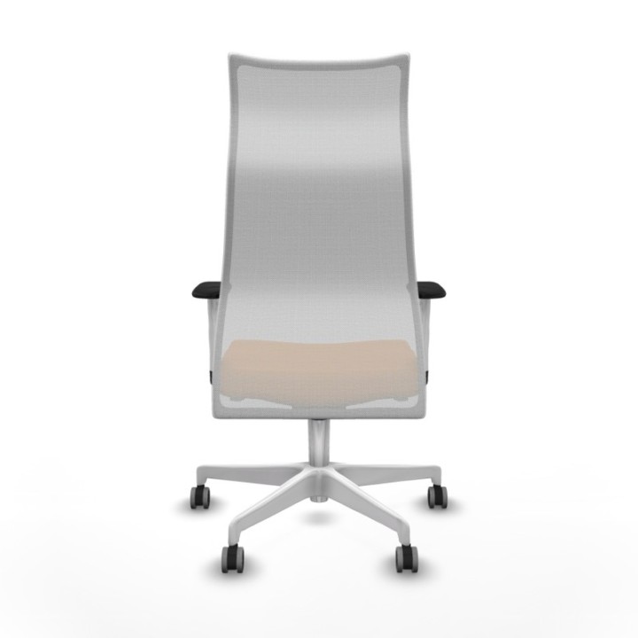 Albacete malla sincro malla blanca similpiel naranja brazos blancos base blanca ruedas 65mm engomadas